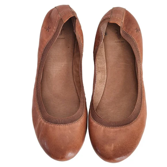 FRYE NWOB Carson Brown Leather Ballet Flats Size 9 - Picture 3 of 6